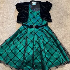 Jona Michelle Green and Black Sequin Dress with Shawl